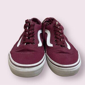 Burgundy Old Skool Low Top Skater Vans with Matching Laces